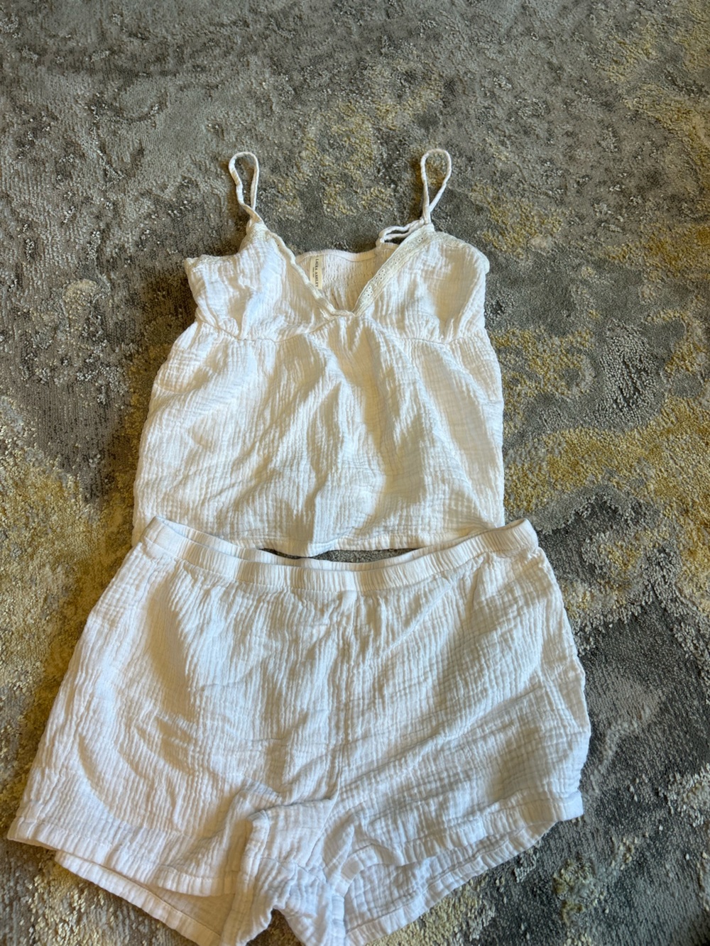 Laura Ashley White Textured Two-Piece Summer Set